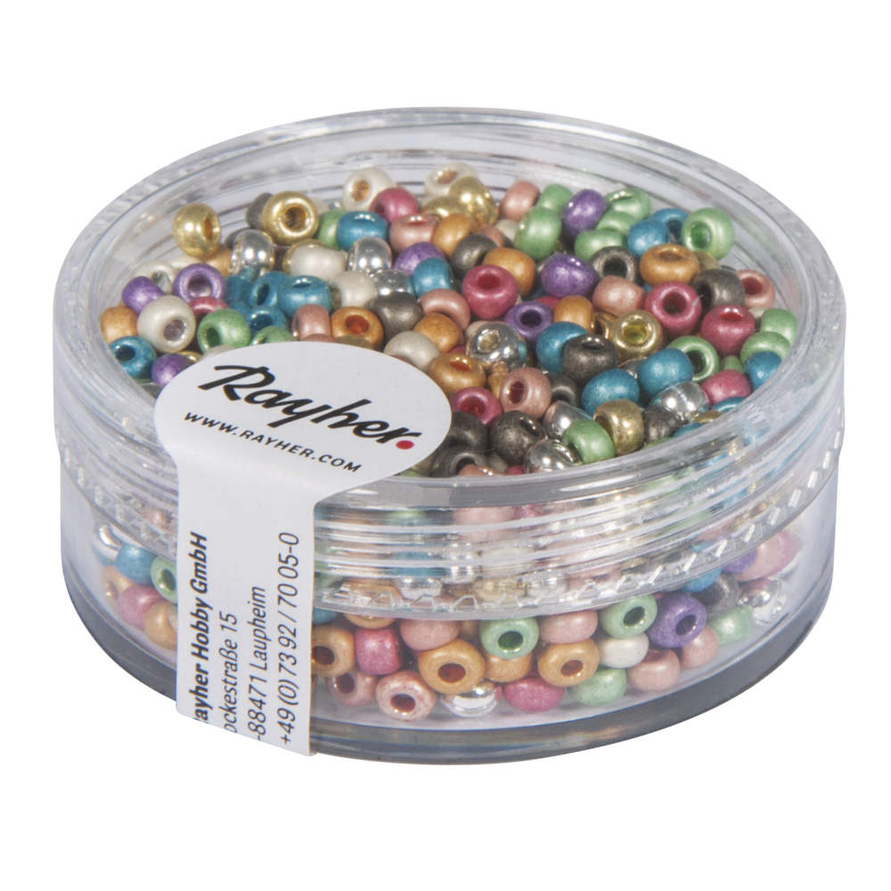 Rocailles, 2,6 mm ø, perlmutt, bunt