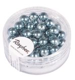 Renaissance glass wax beads, 6mm ø, blush blue