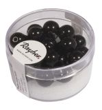 Renaissance glass wax beads, 8mm ø, black