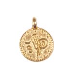 Metall Mini-Anhänger Münze, 7,3mm ø, gold