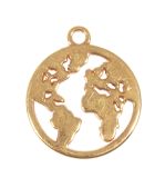 Metall Anhänger Weltkarte, 18mm ø, gold