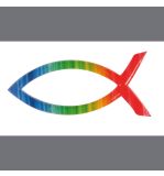 Wachsmotiv christlicher Fisch Regenbogen
