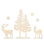 Holzmotive Baum und Hirsch, FSC 100%