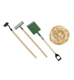 Deco mini garden tools + straw hat
