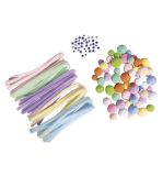 Pompon Chenille Wackelaugen Mix, pastell