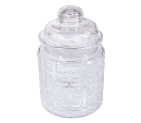 Glas Gefäß mit Glasdeckel Karos, 8cm ø