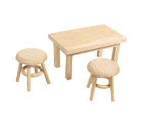 Holz Mini Tisch mit 2 Hockern, FSC 100%