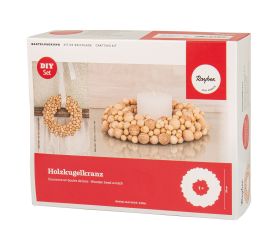 CK: Wooden bead wreath, 20cm ø