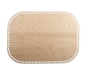 Wood tray,crochet bottom, FSC Mix Credit