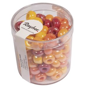 Glass large-hole bead,opaque,red-yell