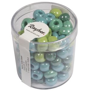 Glass large-hole bead,opaque, gr-blue