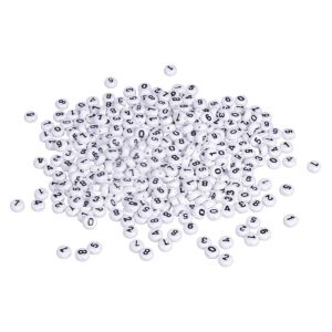 Plastik-Zahlen-Perlen, 6mm ø, weiß
