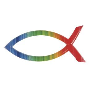 Wachsmotiv christlicher Fisch Regenbogen