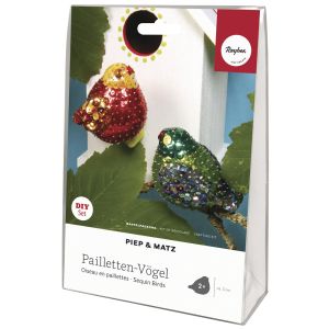 Pailletten Bastelset Vögel Piep&Matz