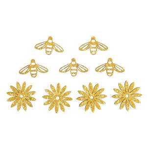 Wooden deco-shapes Bees+Blossoms
