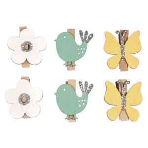Holzklammern Schmetterling + Vogel