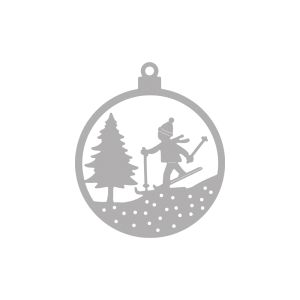 Stanzschablone Weihnachtskugel Skifahrer
