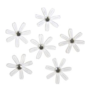 Satin Blüten mit Strass, 1,8cm ø
