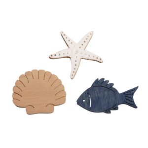 Wooden objects fish, shell, seastar