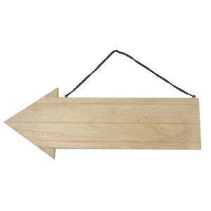 Wooden arrow with metal chain