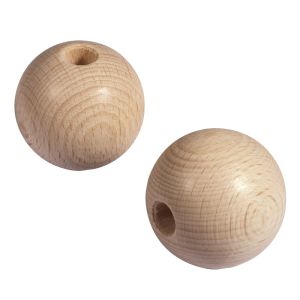 Raw-wood balls, drilled-through, 50mm ø