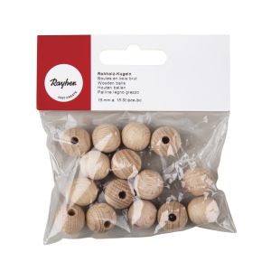 Raw-wood balls, half-drilled, 15mm ø