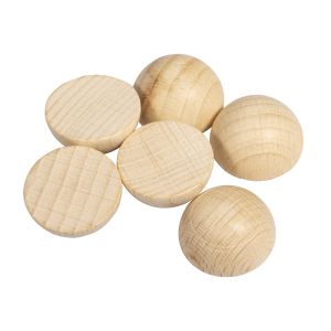 Raw-wood half-balls, undrilled, 25mm ø