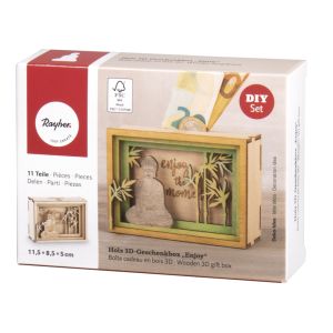 Holz 3D-Geschenkbox, FSC Mix Credit