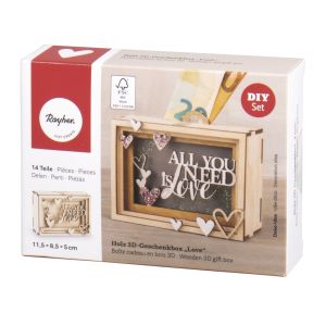 Holz 3D-Geschenkbox, FSC Mix Credit