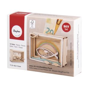 Wood 3D gift box, FSC Mix Credit