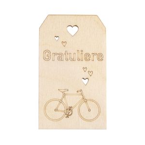 Wood tag  Gratuliere , FSC Mix Credit