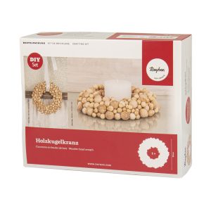 CK: Wooden bead wreath, 20cm ø