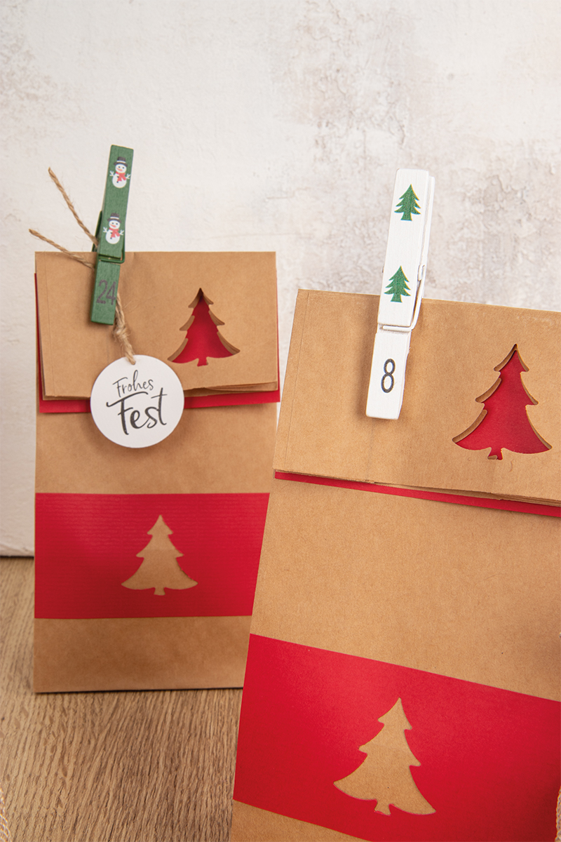 Adventskalender aus Säckchen und Beuteln