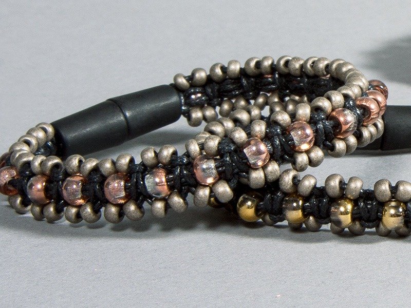 Bracelet made  of cotton jewellery cord and big hole Rocailles