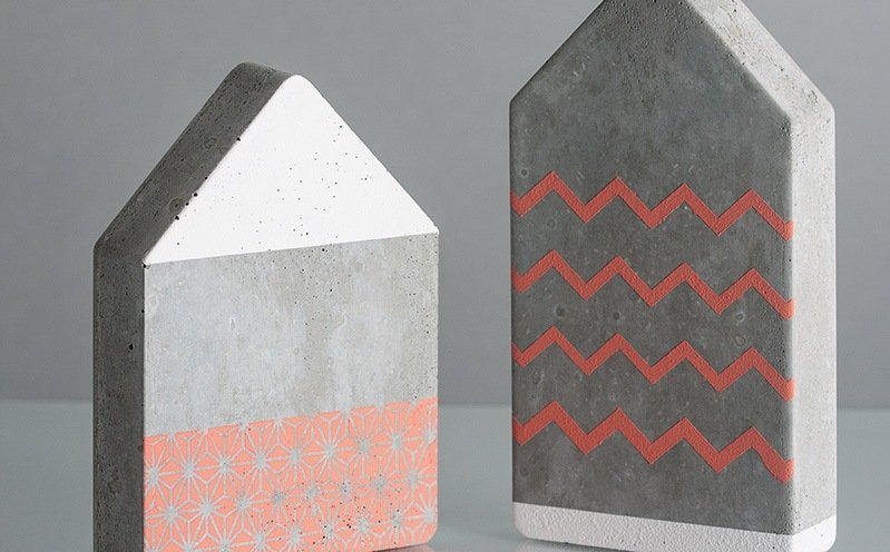 Betonhäuser-Set mit Chalky Finish