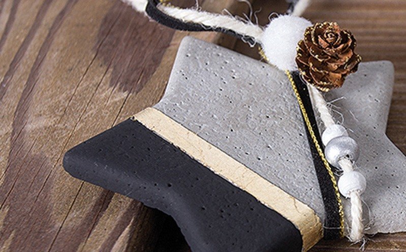 Deko-Beton-Stern (mit schwarz und gold)