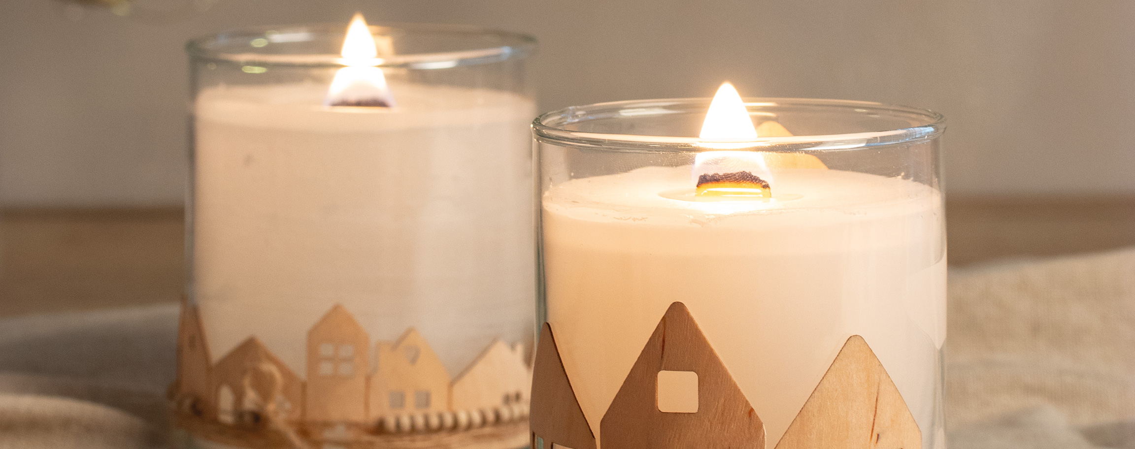 Glass vase lantern houses