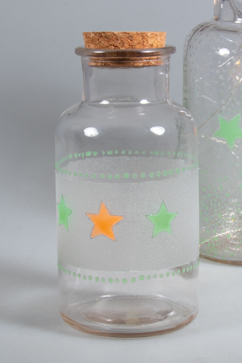 Glasflasche mit Sternenbordüre