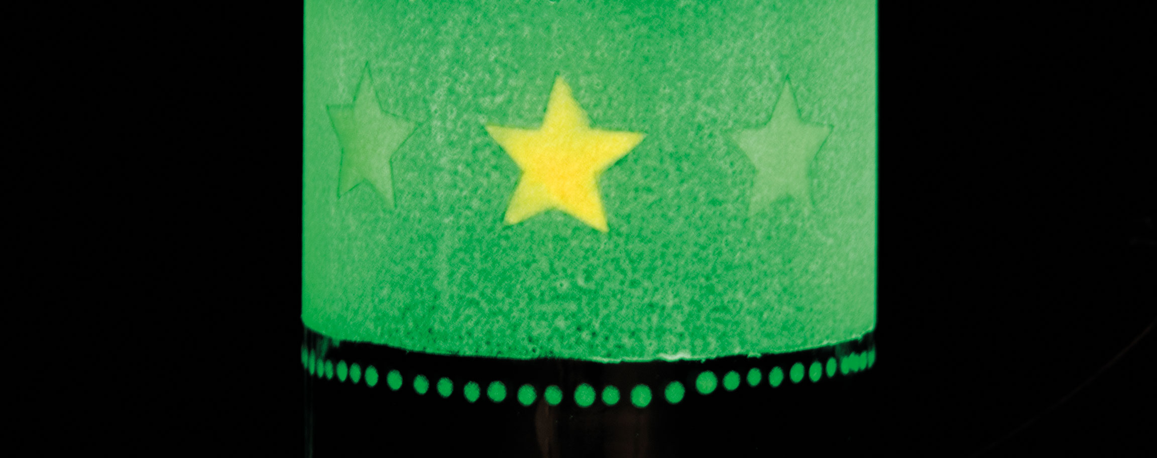Glass bottle with star border