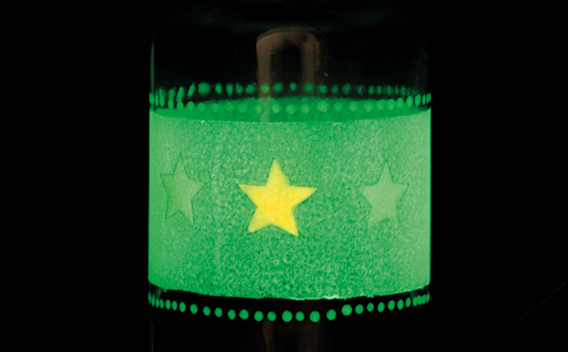 Glasflasche mit Sternenbordüre