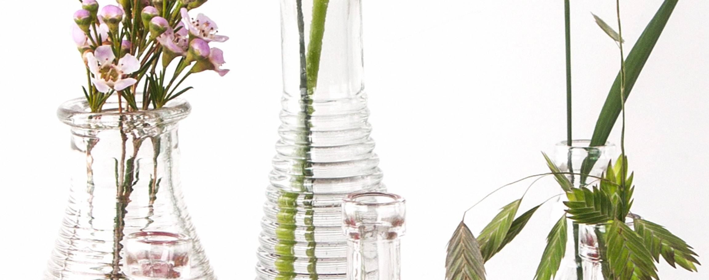 Wooden tray with vase