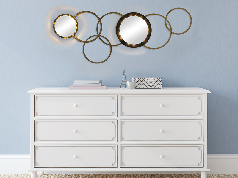 Wooden ring set with light