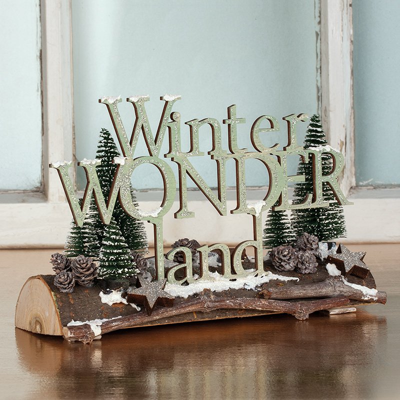 Wooden log „Winter Wonderland“