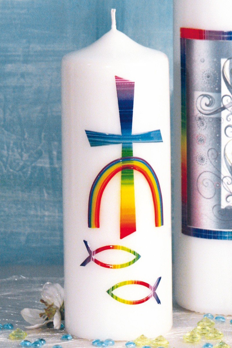 Kerze Regenbogen für Kommunion & Konfirmation – Craft Idea – Rayher