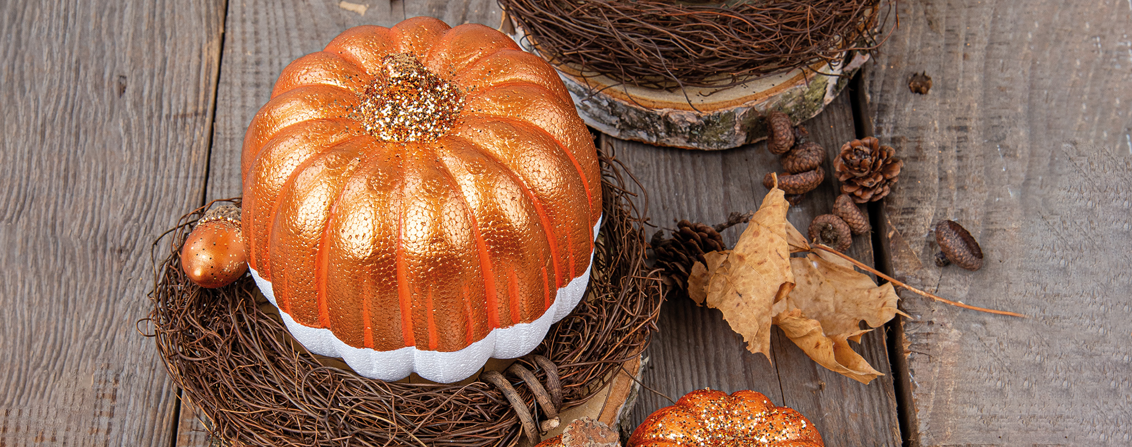 Styrofoam pumpkins deco