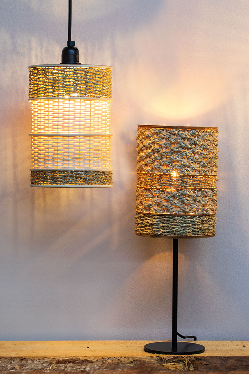 Lamps out of seaweed twine