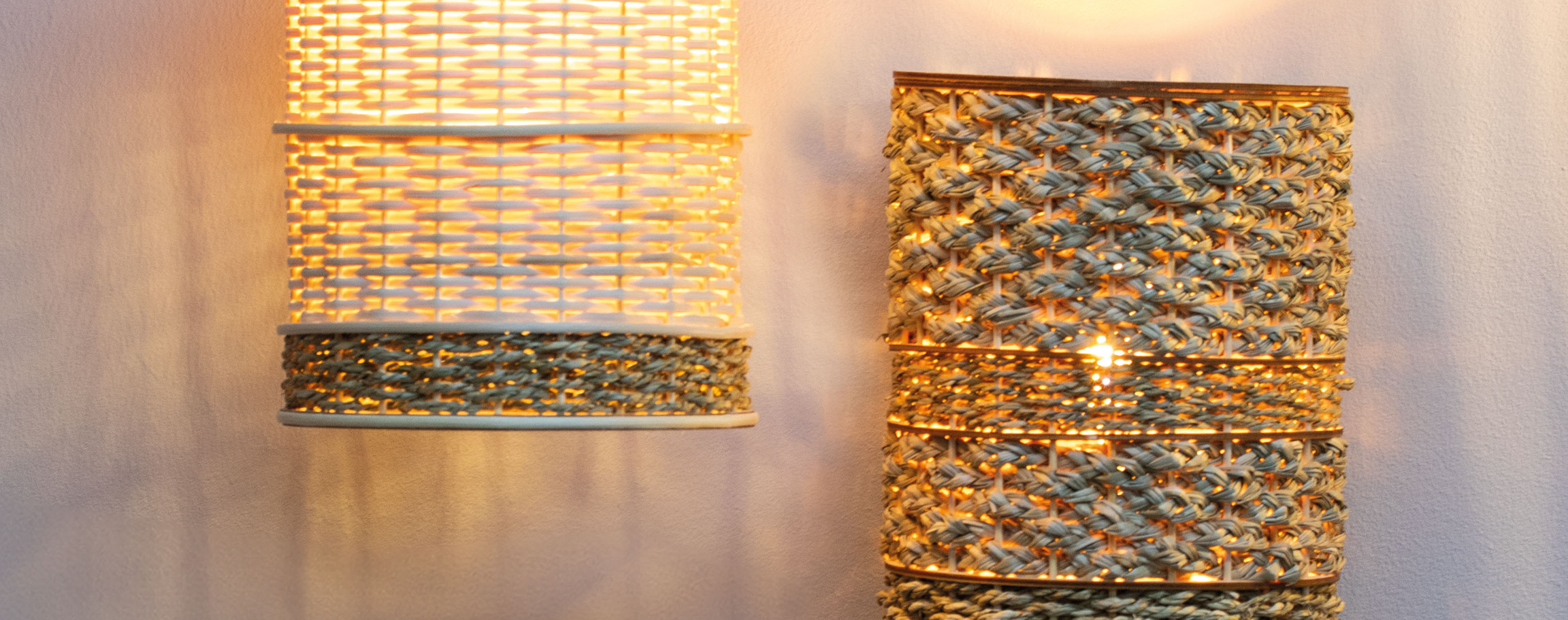 Lamps out of seaweed twine
