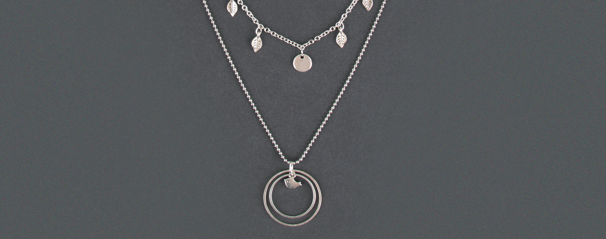 Layered necklace, silver