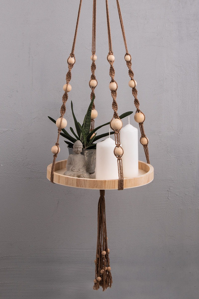 Macramé hanging planter, brown