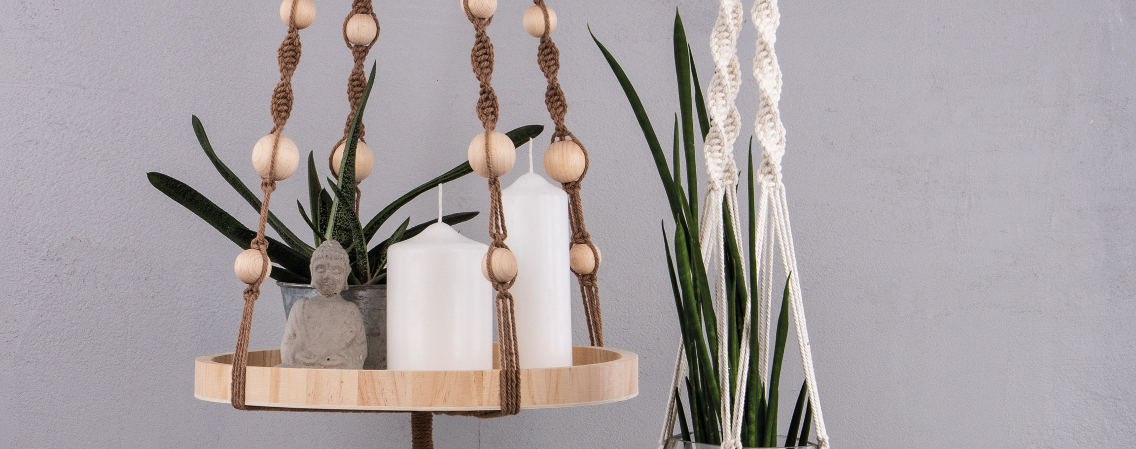 Macramé hanging planter, brown